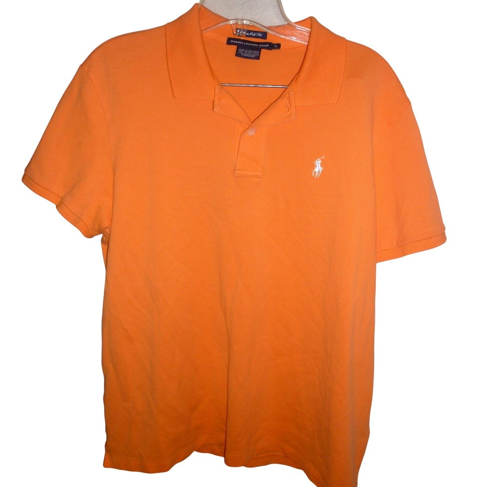 Ralph Lauren Golf Women XL Orange Classic Golf Short Sleeve Polo Shirt Cotton